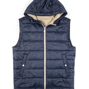 ELEVENTY HOODED VEST IN DON Denim. New, with tags